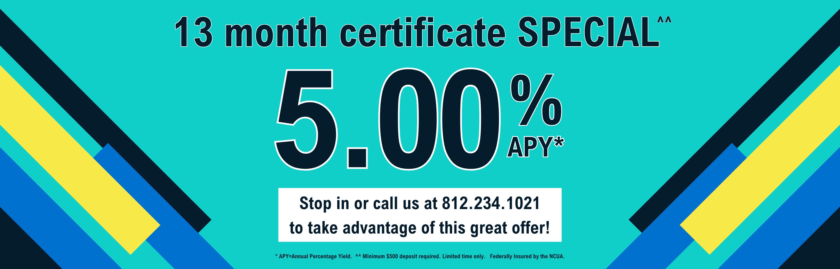 13 month certificate special 5.00%